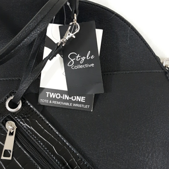 Style Collective Black Tote Purse wi. Wristlet NWT - Picture 3 of 8